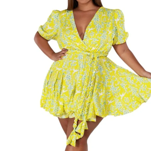 L’atiste by Amy Curvy Yellow Hummingbird Dress - Picture 1 of 12
